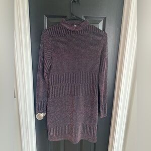 ASOS Miss Selfridge Sparkly Colorful Bodycon Long Sleeve Turtleneck Dress-Size 4